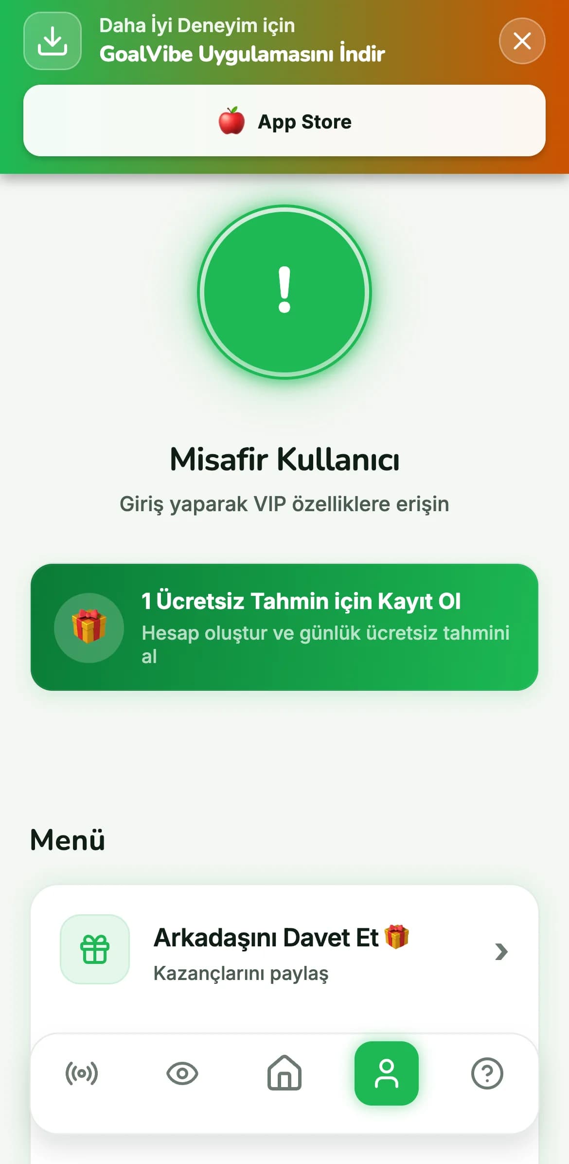 GoalVibe profil ekranı
